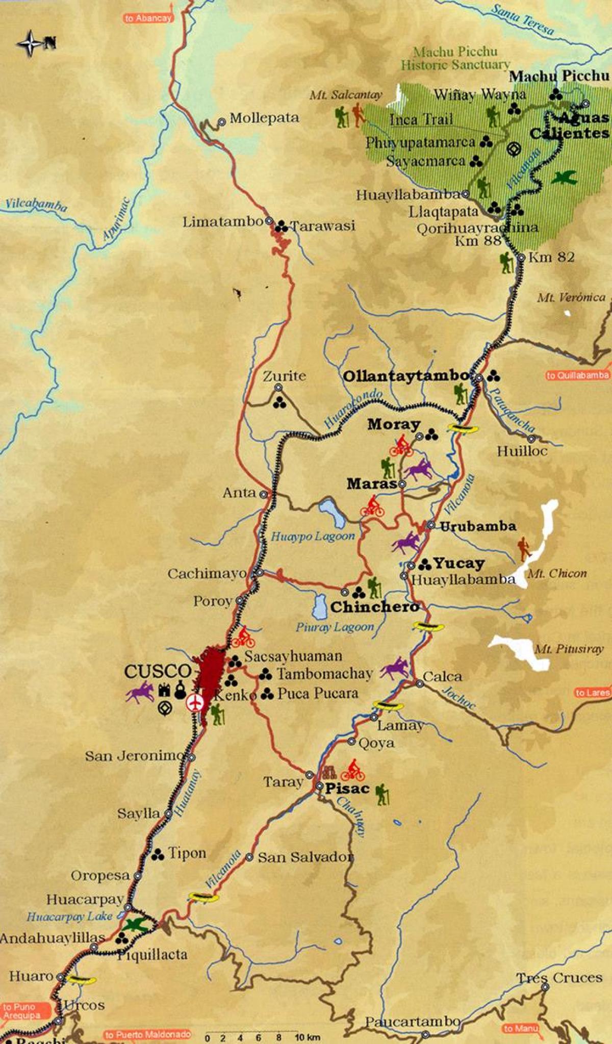 Karte von sacred valley, cusco, Peru