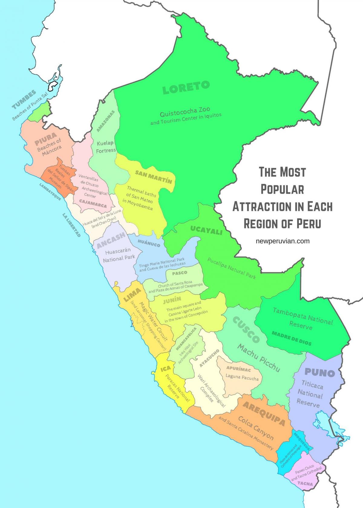 Karte von Peru Sehenswürdigkeiten