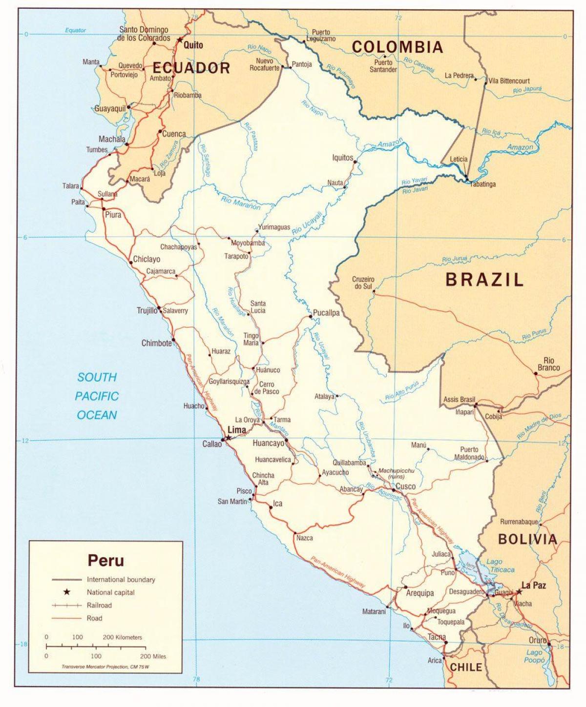 Peru Staaten Map Karte Von Peru Staaten South America Sudamerika