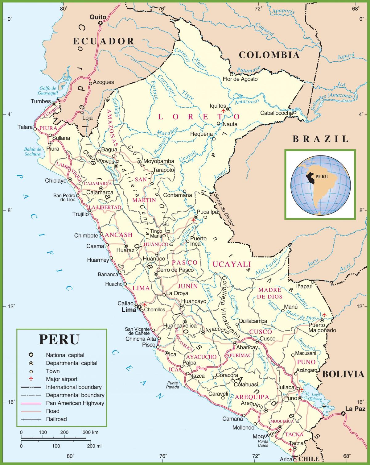 Karte politische Landkarte von Peru