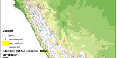 Karte von Peru Höhe