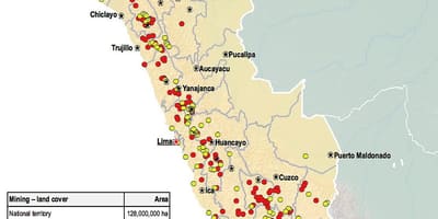 Karte von Peru mit natürlichen Ressourcen